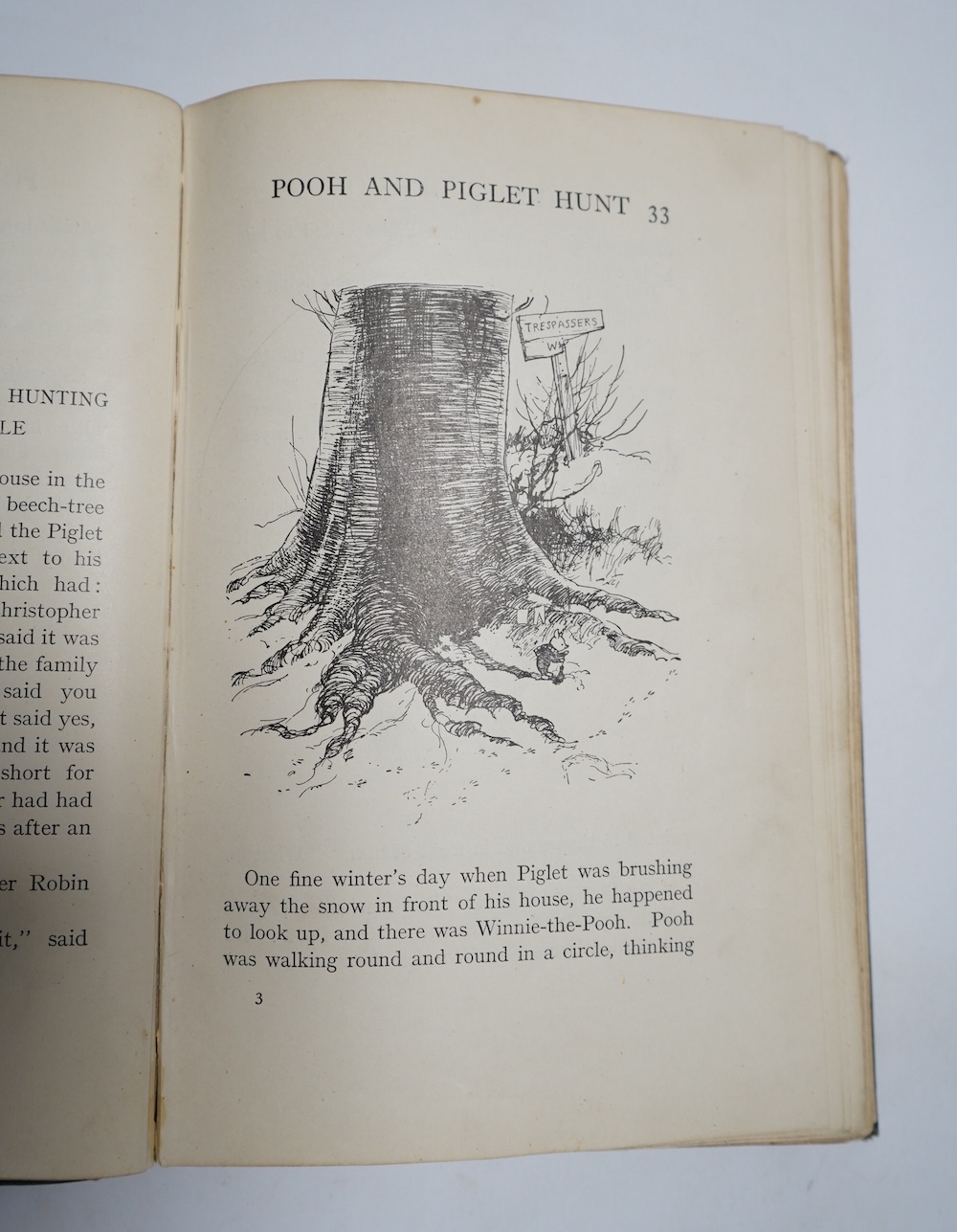 Milne, A.A. – Winnie-The-Pooh, first edition, 8vo, numerous illustrations (by Ernest H. Shepard), pictorial map on e/ps, half-title, original green cloth, pictorial gilt, t.e.g., Methuen & Co., 1926; A.A. Milne – The Hou